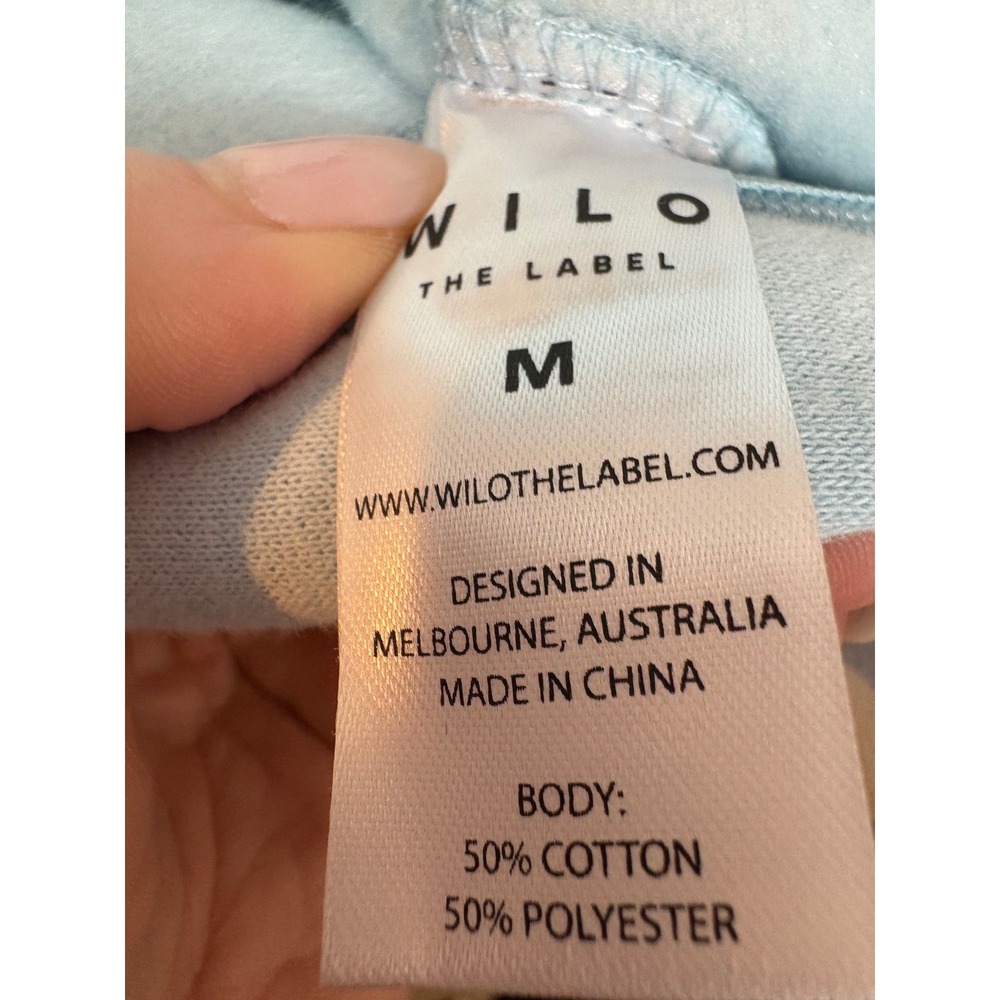 Wilo The Label Wellness Club Crop Zip Hoodie Blue W5J355NBB-M Womens Medium NWT - Picture 8 of 8